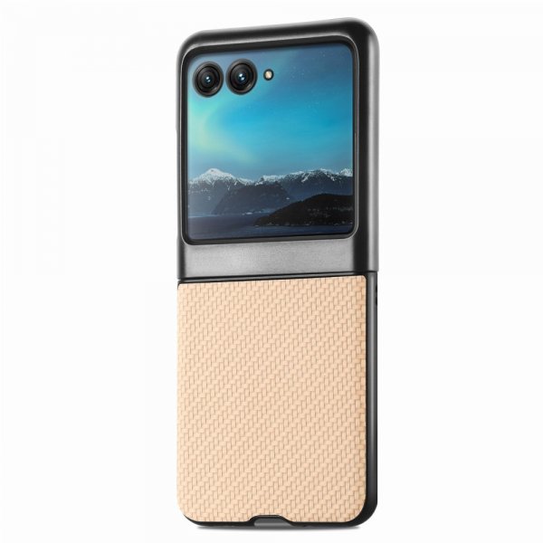Motorola Razr 40 Ultra Cover Kulfibertekstur Khaki
