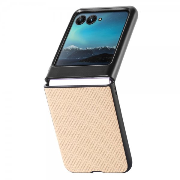 Motorola Razr 40 Ultra Cover Kulfibertekstur Khaki