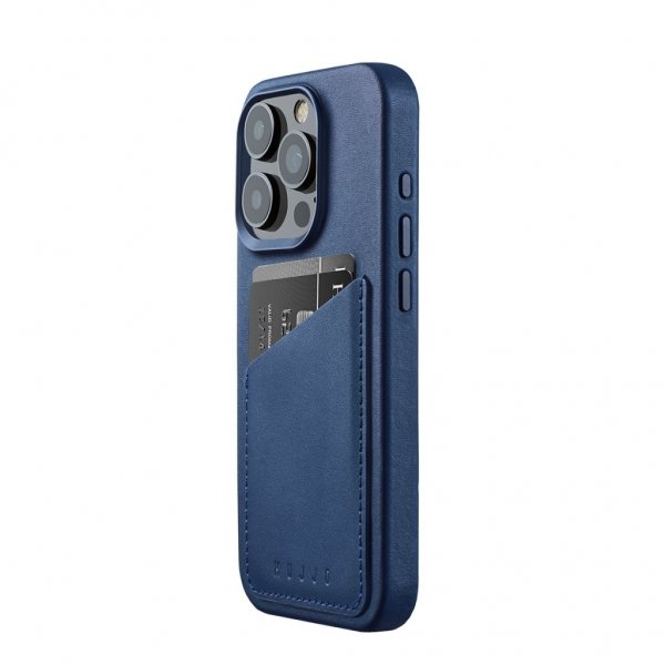 iPhone 15 Pro Cover Full Leather Wallet Case MagSafe Monaco Blue