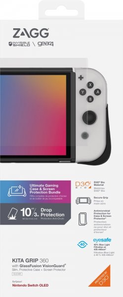 Nintendo Switch OLED Cover Skærmbeskyttelse Kita Grip 360 Clear