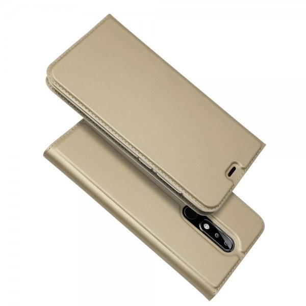 Nokia 5.1 Plus Etui Flip Case PU-læder Kortholder Guld