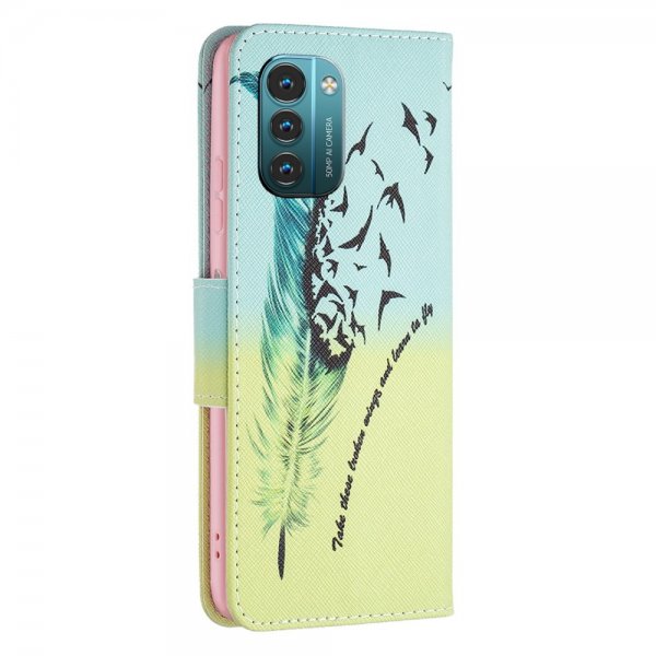 Nokia G11/G21 Etui Motiv Fjäder och Fugle