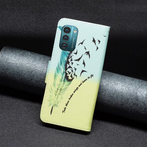 Nokia G11/G21 Etui Motiv Fjäder och Fugle