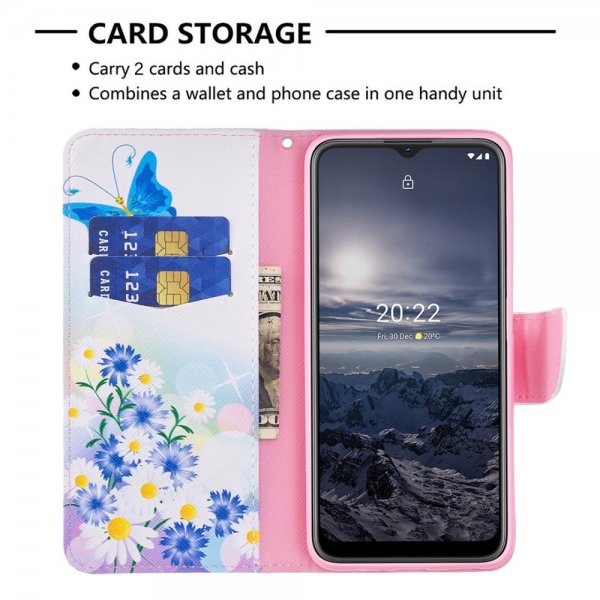 Nokia G11/G21 Etui Motiv Fjärilar och Blomster