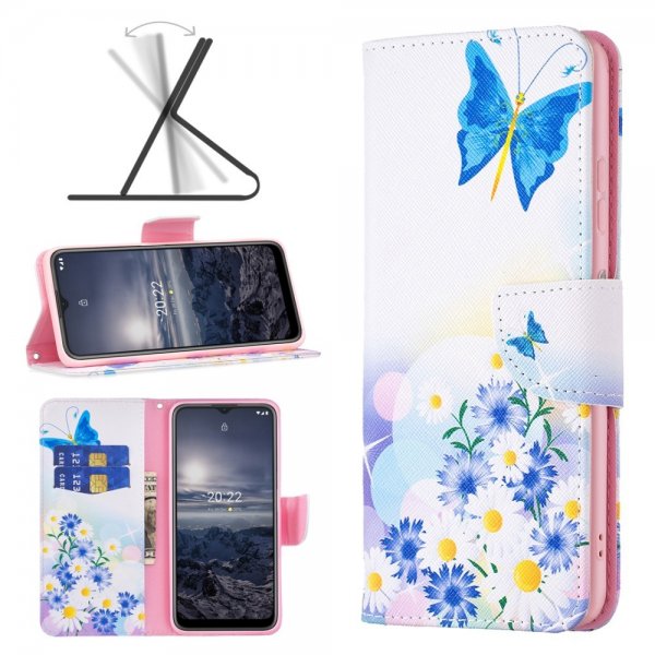 Nokia G11/G21 Etui Motiv Fjärilar och Blomster