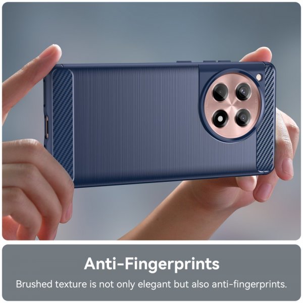 OnePlus 12R Cover Børstet Karbonfibertekstur Blå