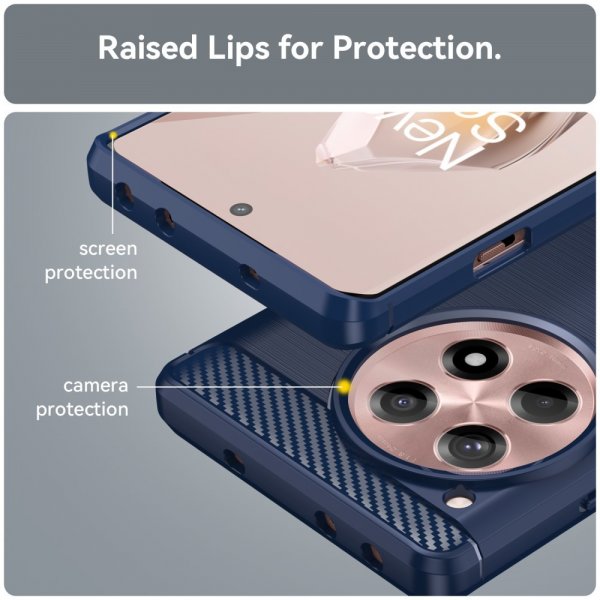 OnePlus 12R Cover Børstet Karbonfibertekstur Blå