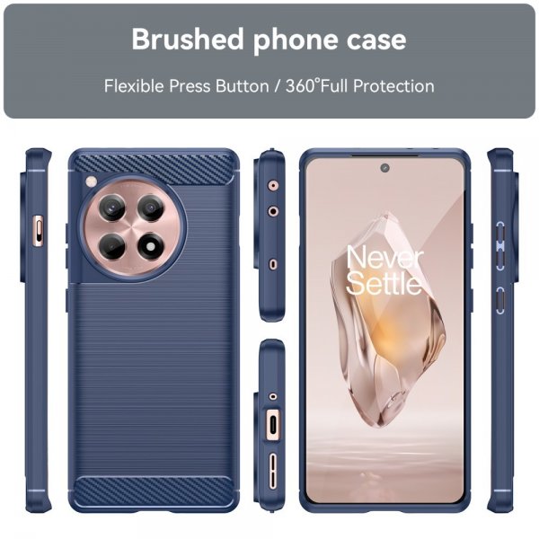 OnePlus 12R Cover Børstet Karbonfibertekstur Blå