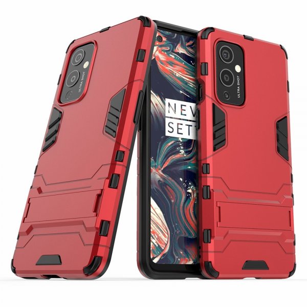 OnePlus 9 Cover Armor Stativfunksjon Rød