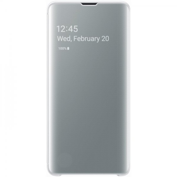 Original Galaxy S10 Etui Clear View Cover Hvid