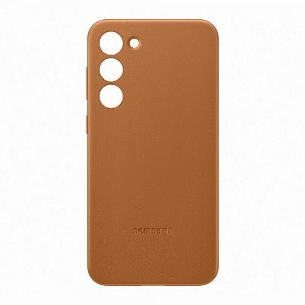 Original Galaxy S23 Plus Cover Leather Cover Camel