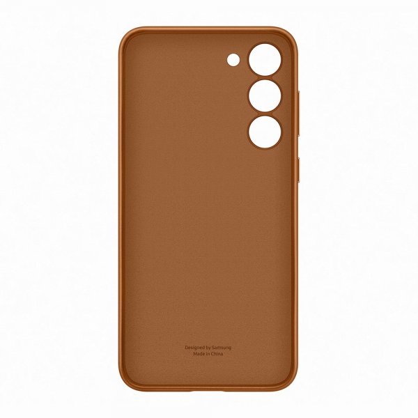 Original Galaxy S23 Plus Cover Leather Cover Camel
