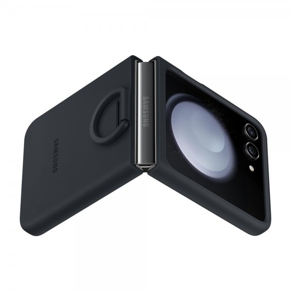 Original Galaxy Z Flip 5 Cover Silicone Case with Ring Indigo