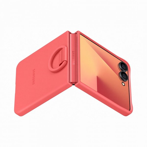 Original Galaxy Z Flip 7 Cover Ring Case Silicone Rød