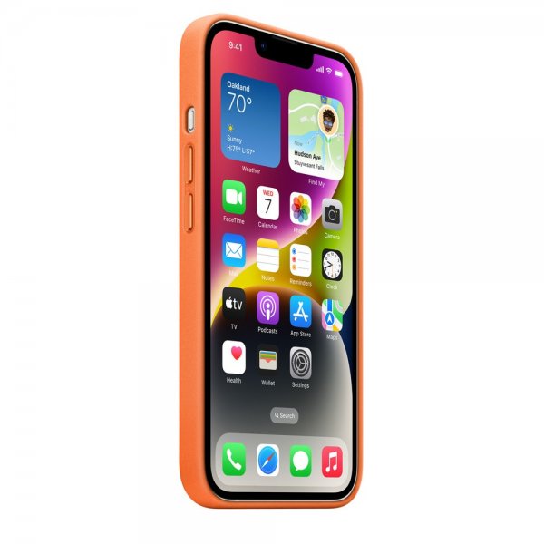 Original iPhone 14 Cover Leather Case MagSafe Orange