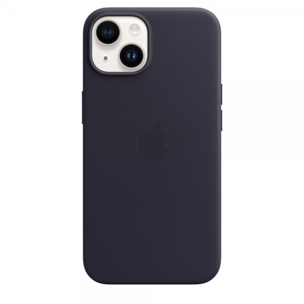 Original iPhone 14 Cover Leather Case MagSafe Sort Lilla