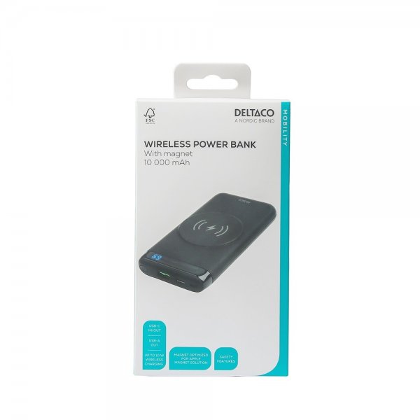 Powerbank Wireless 10 000 mAh MagSafe Sort