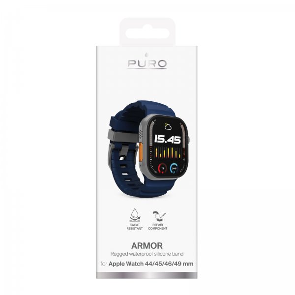 Apple Watch 44/45/46/Ultra 49mm Armbånd Armor Blå