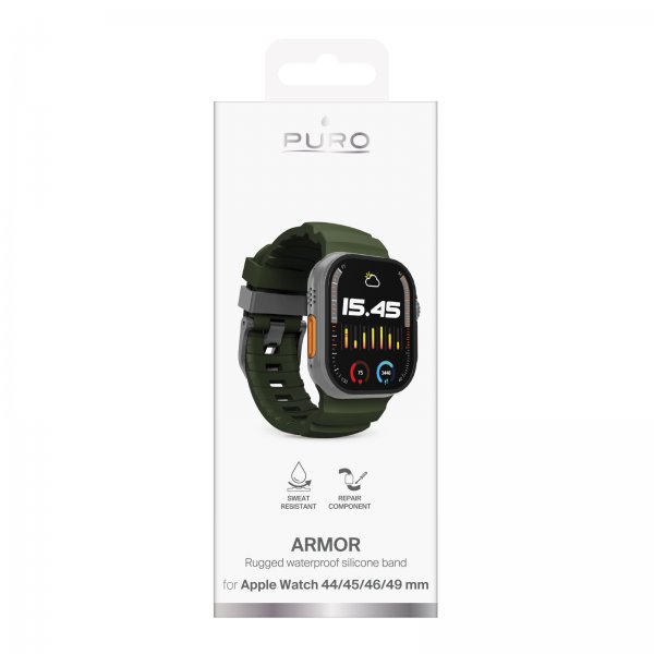 Apple Watch 44/45/46/Ultra 49mm Armbånd Armor Grøn