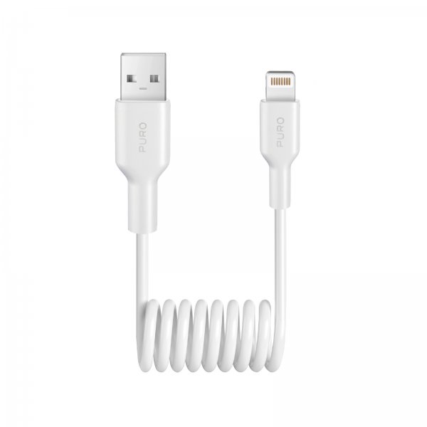Kabel Spiral Lightning til USB-A 1m Hvid