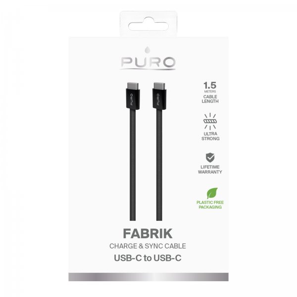 Kabel Fabrik 2.0 60W USB-C til USB-C 1.5m Sort