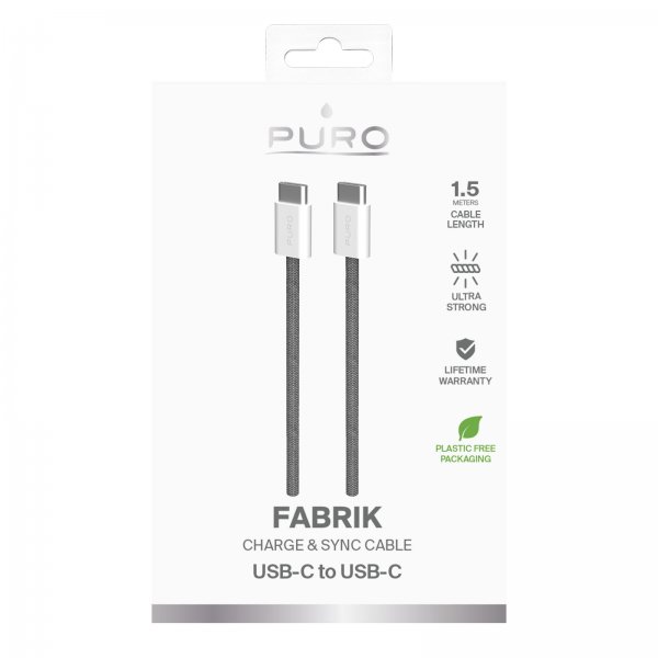 Kabel Fabrik 2.0 60W USB-C til USB-C 1.5m Grå