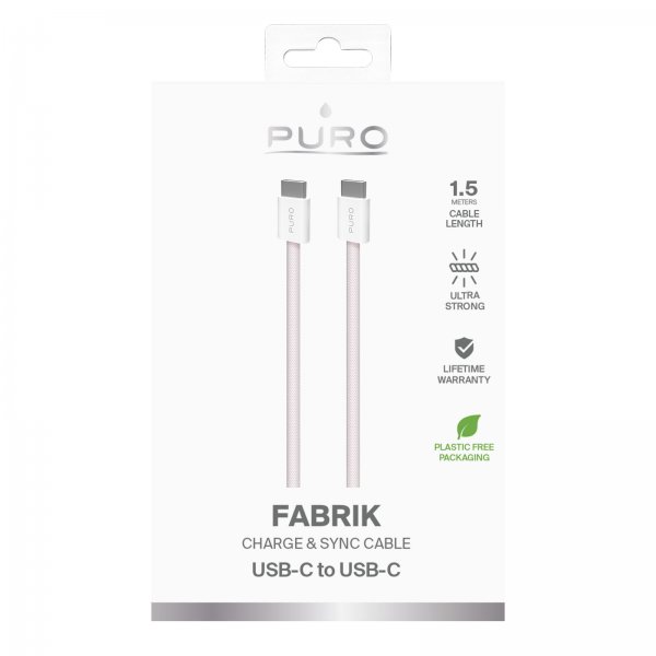 Kabel Fabrik 2.0 60W USB-C til USB-C 1.5m Lyserød