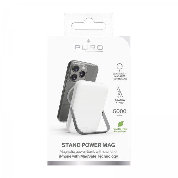 Powerbank Stand Power Mag 5000 mAh Hvid