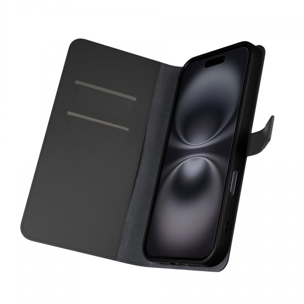 iPhone 16 Etui Wallet Stand Sort