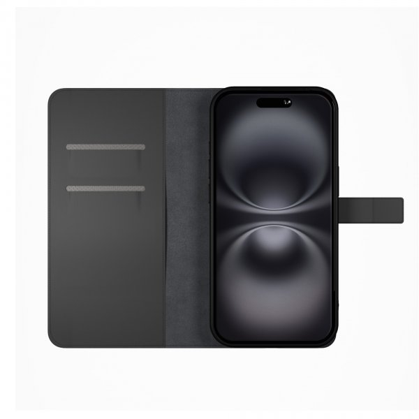 iPhone 16 Etui Wallet Stand Sort