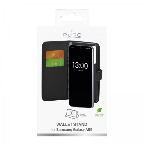 Samsung Galaxy A55 Etui Wallet Stand Sort