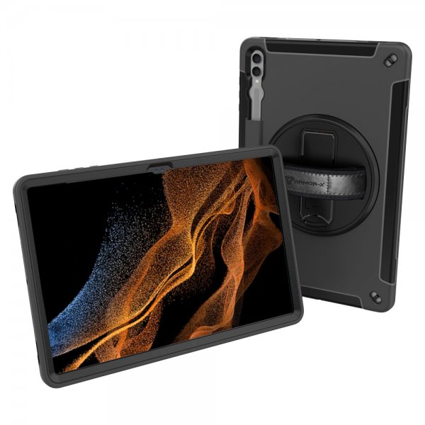 Samsung Galaxy Tab S9 Ultra Cover Rainproof Rugged Case Hand Strap Kickstand