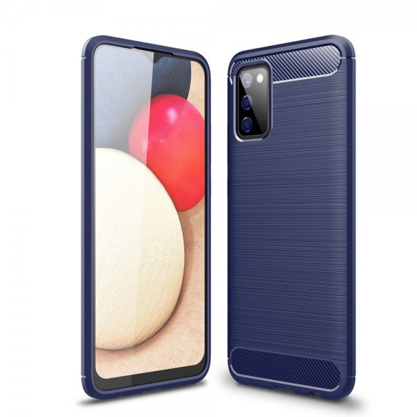 Samsung Galaxy A02s Cover Børstet Karbonfibertekstur Blå