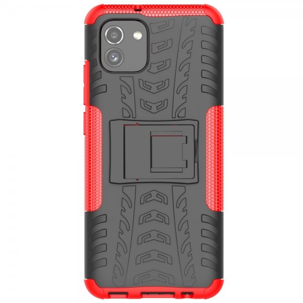 Samsung Galaxy A03 Cover Dækmønster Stativfunktion Rød