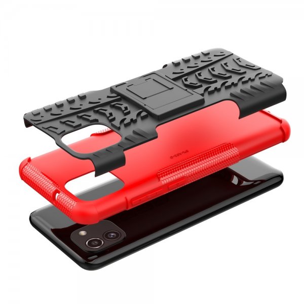 Samsung Galaxy A03 Cover Dækmønster Stativfunktion Rød