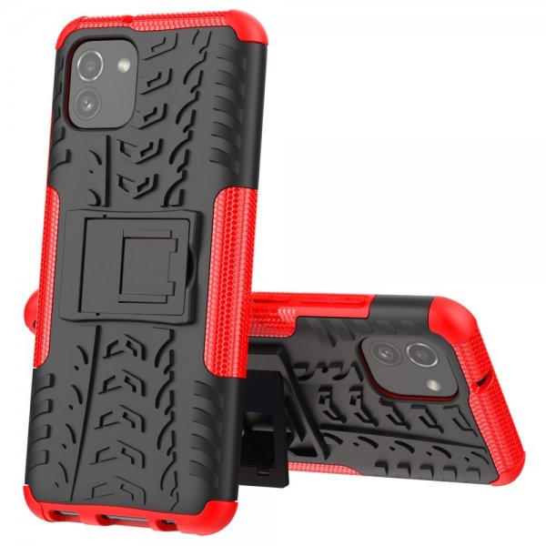 Samsung Galaxy A03 Cover Dækmønster Stativfunktion Rød