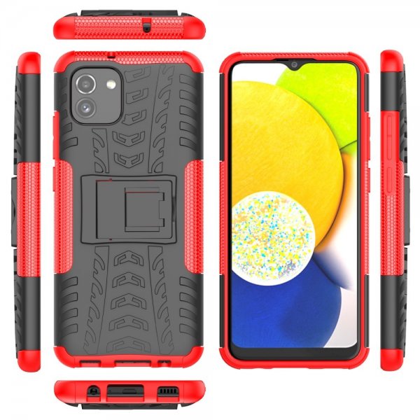 Samsung Galaxy A03 Cover Dækmønster Stativfunktion Rød
