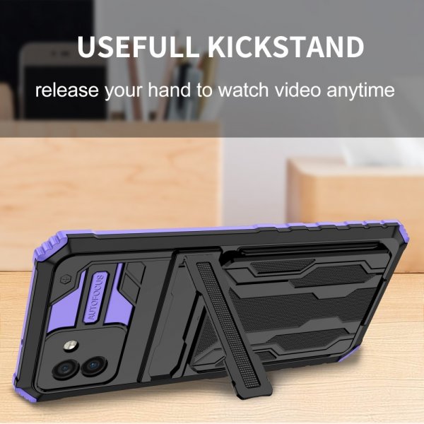 Samsung Galaxy A03 Cover Kamera beskyttelse Kortholder Stativfunksjon Lilla