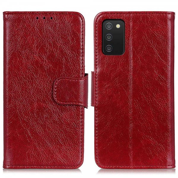 Samsung Galaxy A03s Etui Nappalædertekstur Rød