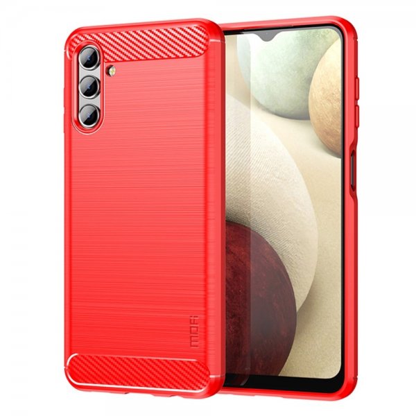 Samsung Galaxy A04s/Galaxy A13 5G Cover Børstet Karbonfibertekstur Rød