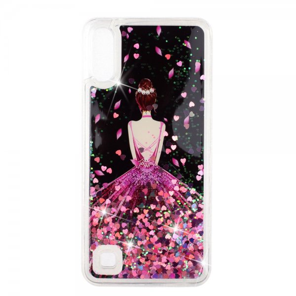 Samsung Galaxy A10 Cover Glitter Motiv Tjej med Klänning