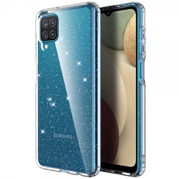 Samsung Galaxy A12 Cover Glitter Transparent Klar