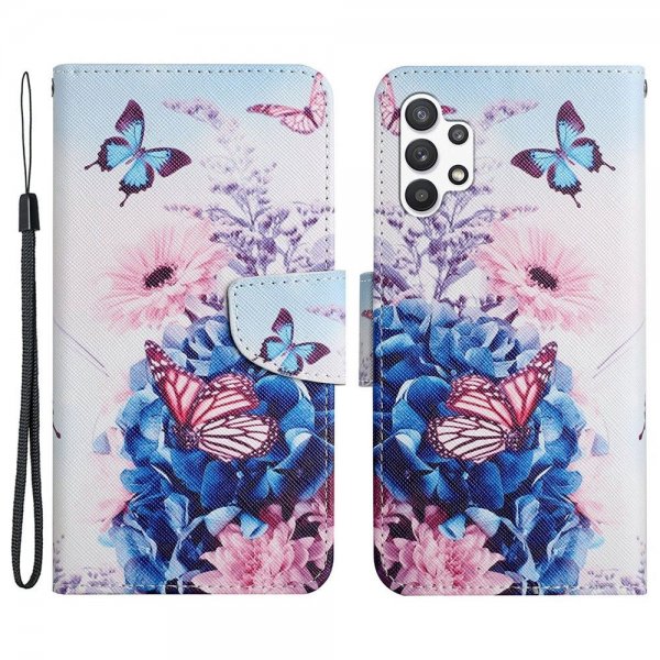Samsung Galaxy A13 4G Etui Motiv Fjärilar och Blomster