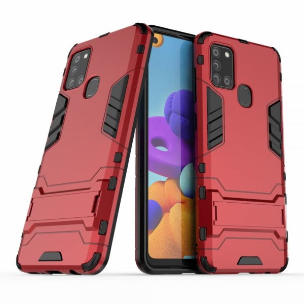 Samsung Galaxy A21s Cover Armor Stativfunksjon Rød