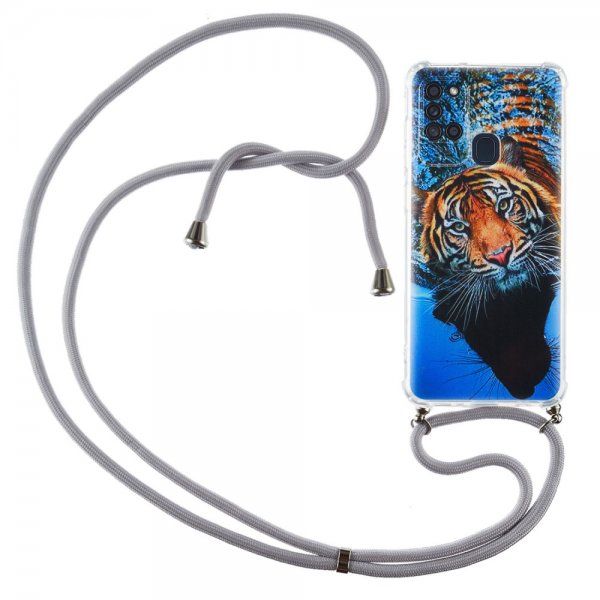 Samsung Galaxy A21s Cover med Strop Motiv Tiger