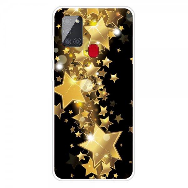 Samsung Galaxy A21s Cover Motiv Guldiga Stjärnor