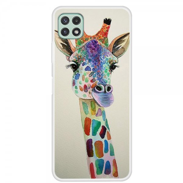 Samsung Galaxy A22 5G Cover Motiv Farverig Giraf