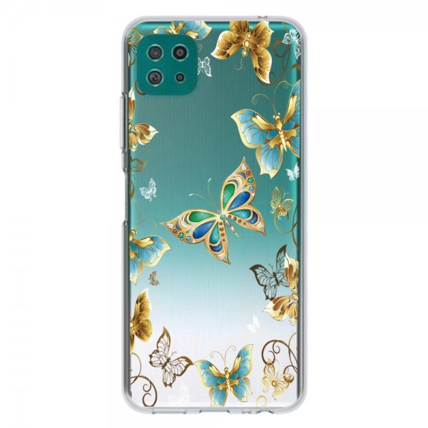 Samsung Galaxy A22 5G Cover Motiv Gylden Sommerfugle