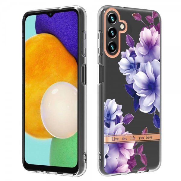 Samsung Galaxy A34 5G Cover Blomstermønster Lilla Begonia