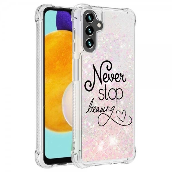 Samsung Galaxy A34 5G Cover Glitter Motiv Never Stop Dreaming